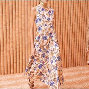 Ulla Johnson Dress 6 Kaiya Floral Magnolia Garden Tea Feminine Pleated Pockets